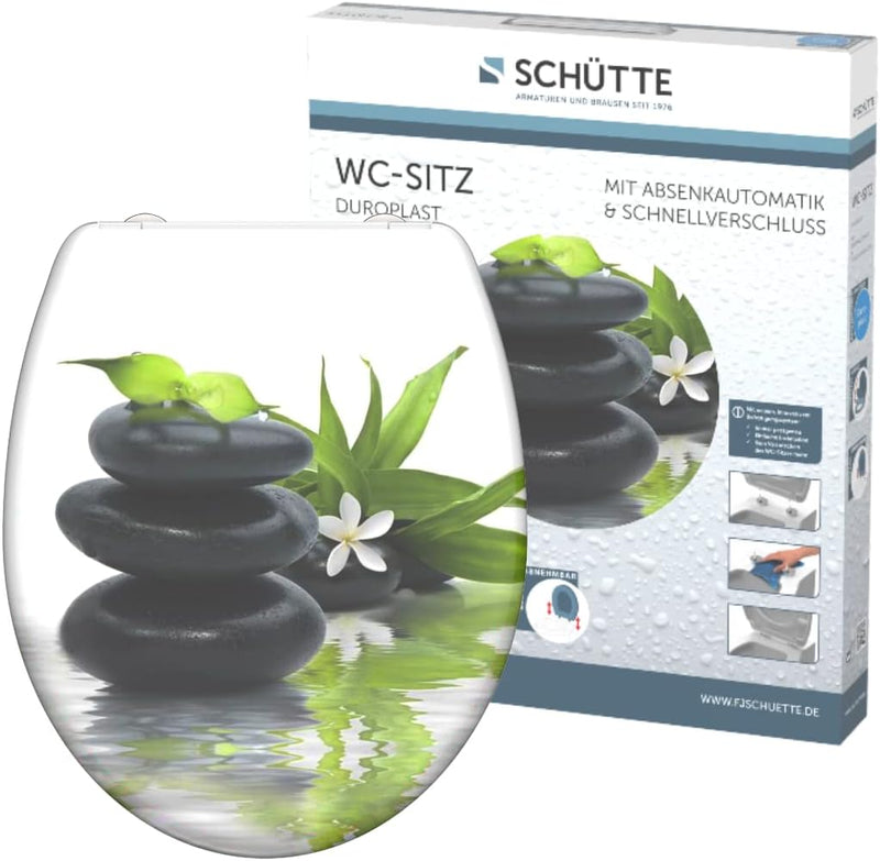 SCHÜTTE WC-Sitz Duroplast JASMIN, Toilettensitz mit Absenkautomatik und Schnellverschluss für die ei