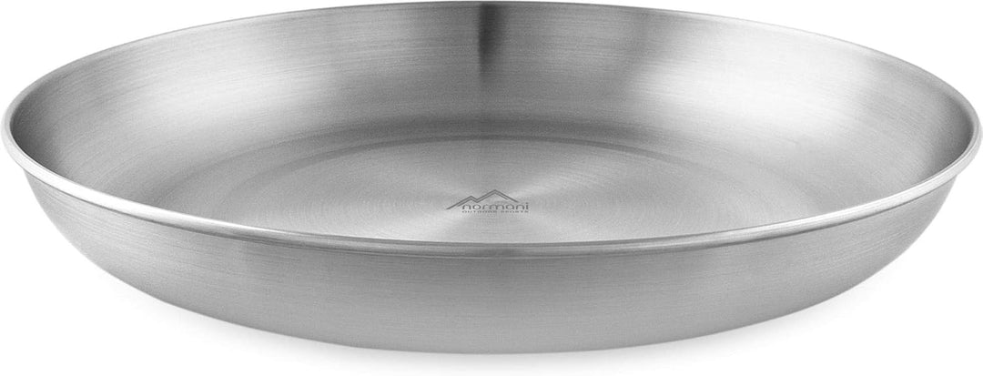 Camping Edelstahl Geschirrset 2X Besteckset + 2X Teller + 2X Tasse Silber Flach OneSize, Silber Flac