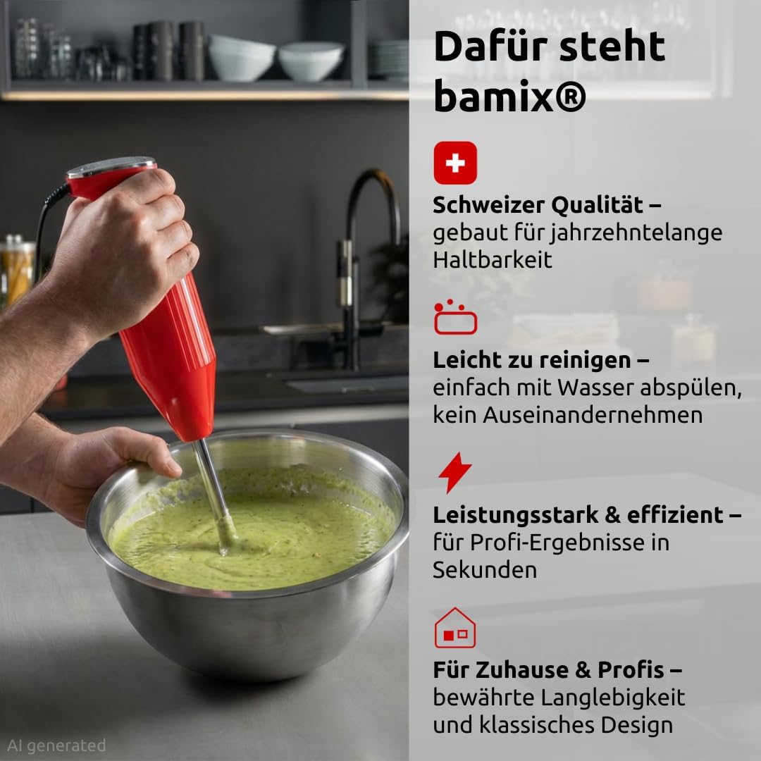 bamix Stabmixer Set M350 MAXX inkl. Ständer, 2 Becher, 4 Aufsteckteile, Processor, Spachtel, Reinigu