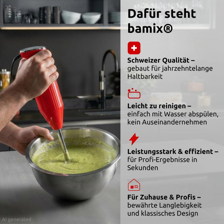 bamix Stabmixer Set M350 MAXX inkl. Ständer, 2 Becher, 4 Aufsteckteile, Processor, Spachtel, Reinigu