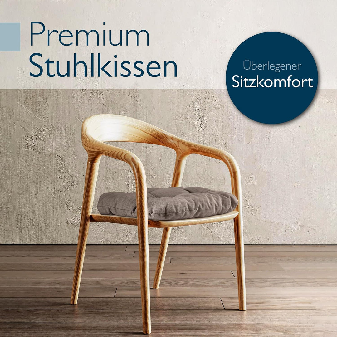 Beautissu 4er Set Premium Stuhlkissen UV-beständig robust für Balkonstühle | 35x35cm Taupe 8cm dick