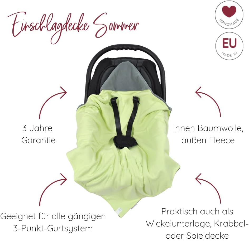 HOBEA-Germany – Einschlagdecke Fusssack für die Babyschale Sommer, Farben Sommerdecken:grün beige Gr