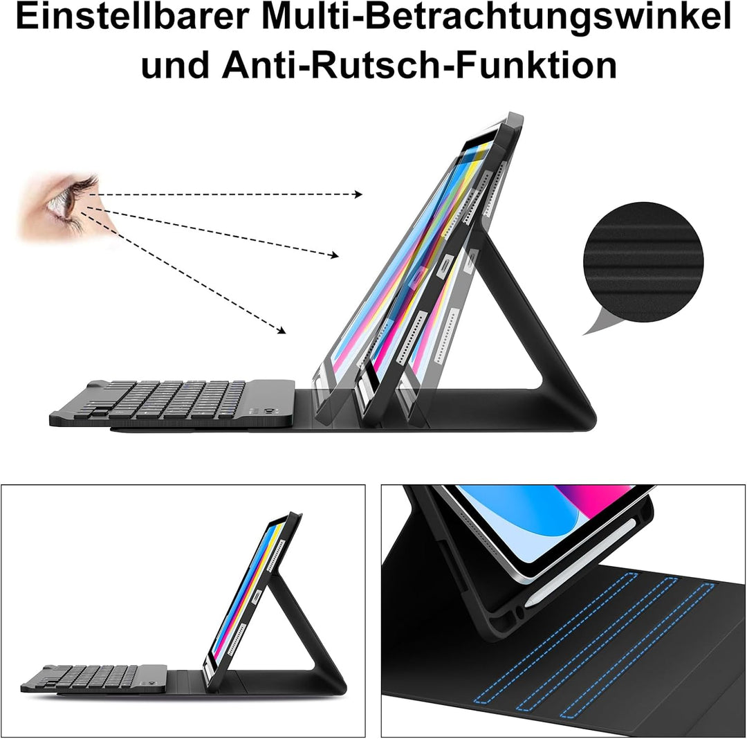 WINCHKING Tastatur Hülle für iPad A16 11th/10th Generation (11"/10.9") | Abnehmbar Hülle mit Stiftha