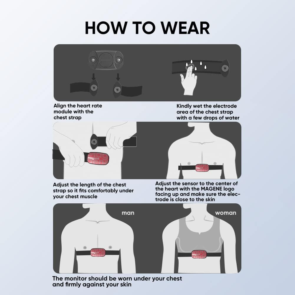 Magene H603 Pulsmesser Brustgurt HRM Fitness Tracker IP67 wasserdichte Unterstützung Bluetooth 4.2 u