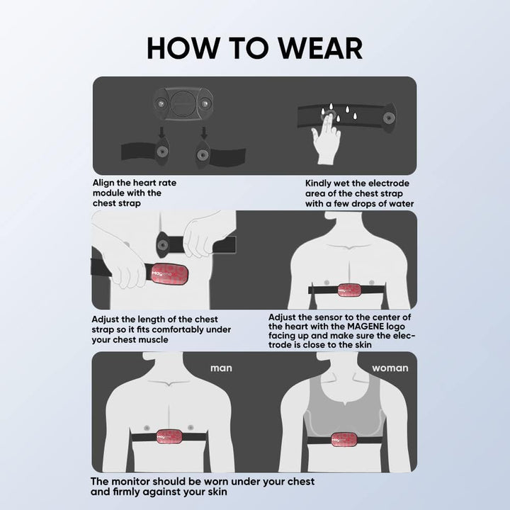 Magene H603 Pulsmesser Brustgurt HRM Fitness Tracker IP67 wasserdichte Unterstützung Bluetooth 4.2 u