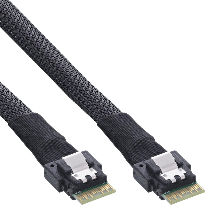 InLine Slim SAS Kabel, SFF-8654 4i zu SFF-8654 4i, internes High-Speed Verbindungskabel für RAID Con