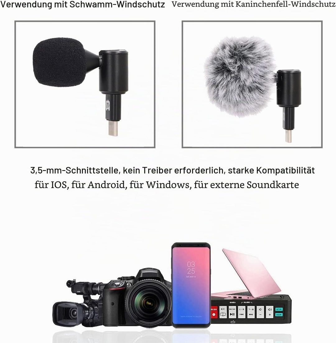 Lavalier-Mikrofon für Handy, -Ansteckmikrofon für Videoaufnahmen, Rauschunterdrückung, 90 Grad Verst