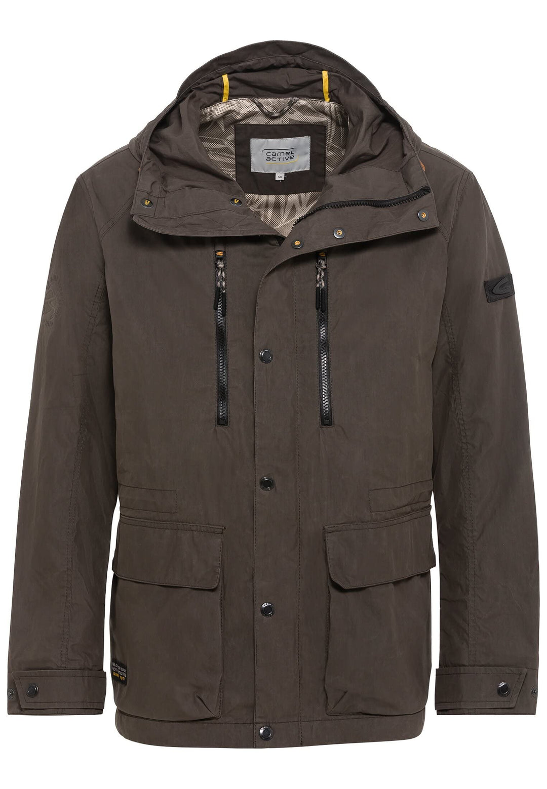 camel active Herren Multi-Pocket Jacke mit Kapuze 48 Oliv Braun, 48 Oliv Braun