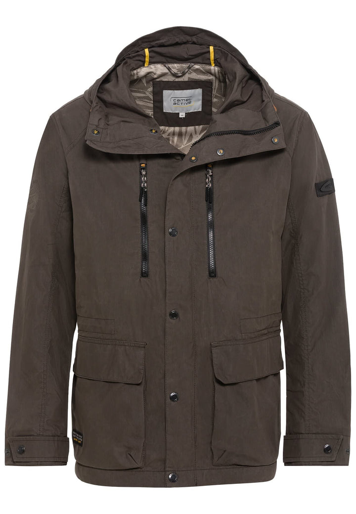 camel active Herren Multi-Pocket Jacke mit Kapuze 48 Oliv Braun, 48 Oliv Braun