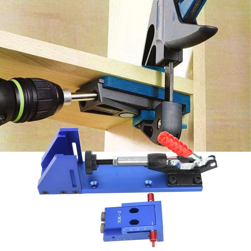 Pocket Hole Screw Jig Kit, Holzbearbeitungswerkzeug Klemmen Pocket Hole Jig mit Kippklemme und Stufe