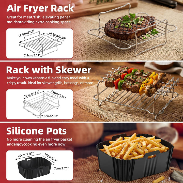 Ninja Heissluftfritteuse Zubehör 4 Stück, Airfryer Zubehör für Ninja Foodi Dual Zone AF400EU AF300EU
