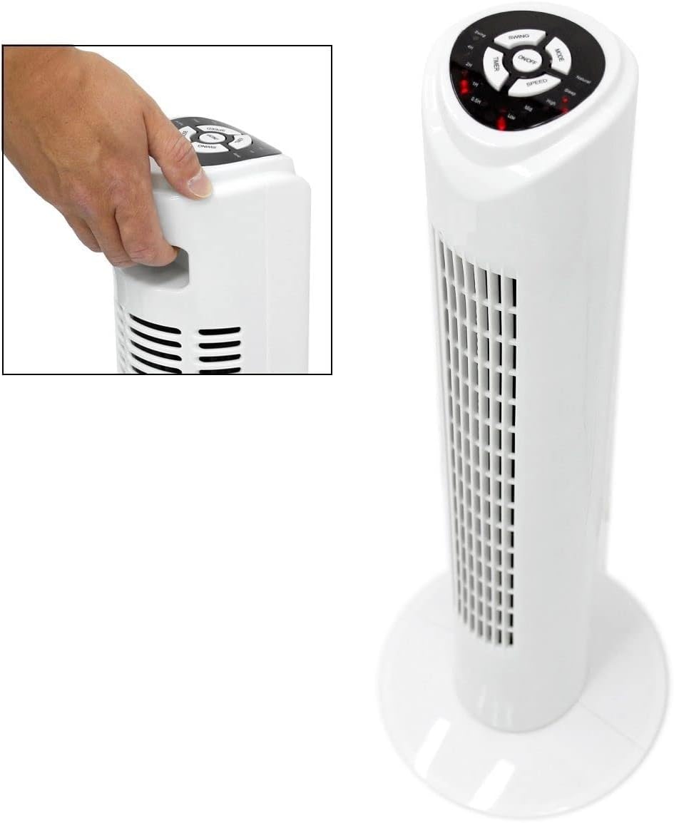 JUNG TVE19 Ventilator mit Fernbedienung 80cm weiss, TÜV geprüft, Sehr Leise Turmventilator mit 7 Std