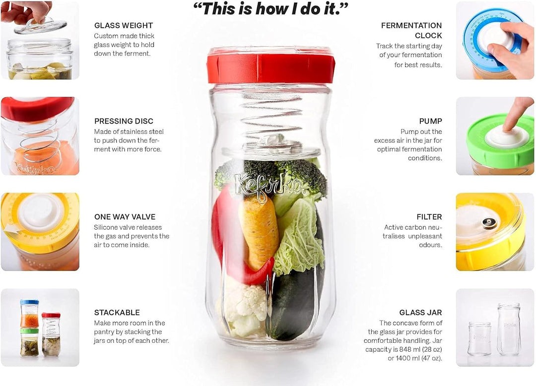 Kefirko Gemüsegärer (1,4 l) – Ferment Früchte, Gemüse, Machen Kimchi, Sauerkraut und mehr – BPA-frei