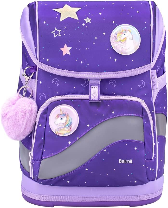 Belmil Premium Smarty Plus ergonomisches Schulranzen Set 5-teilig mit Patch Set 6 Stück, AGR, Brustg