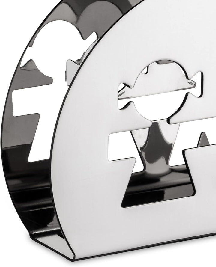 Alessi "GIROTONDO" Papierserviettenhalter aus Edelstahl Silber, Silber