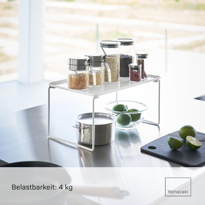 Yamazaki 1367 Tower Stapelbares Klappregal M, weiss, Stahl, minimalistisch, 24 x 40,9 x 19 cm (L x B