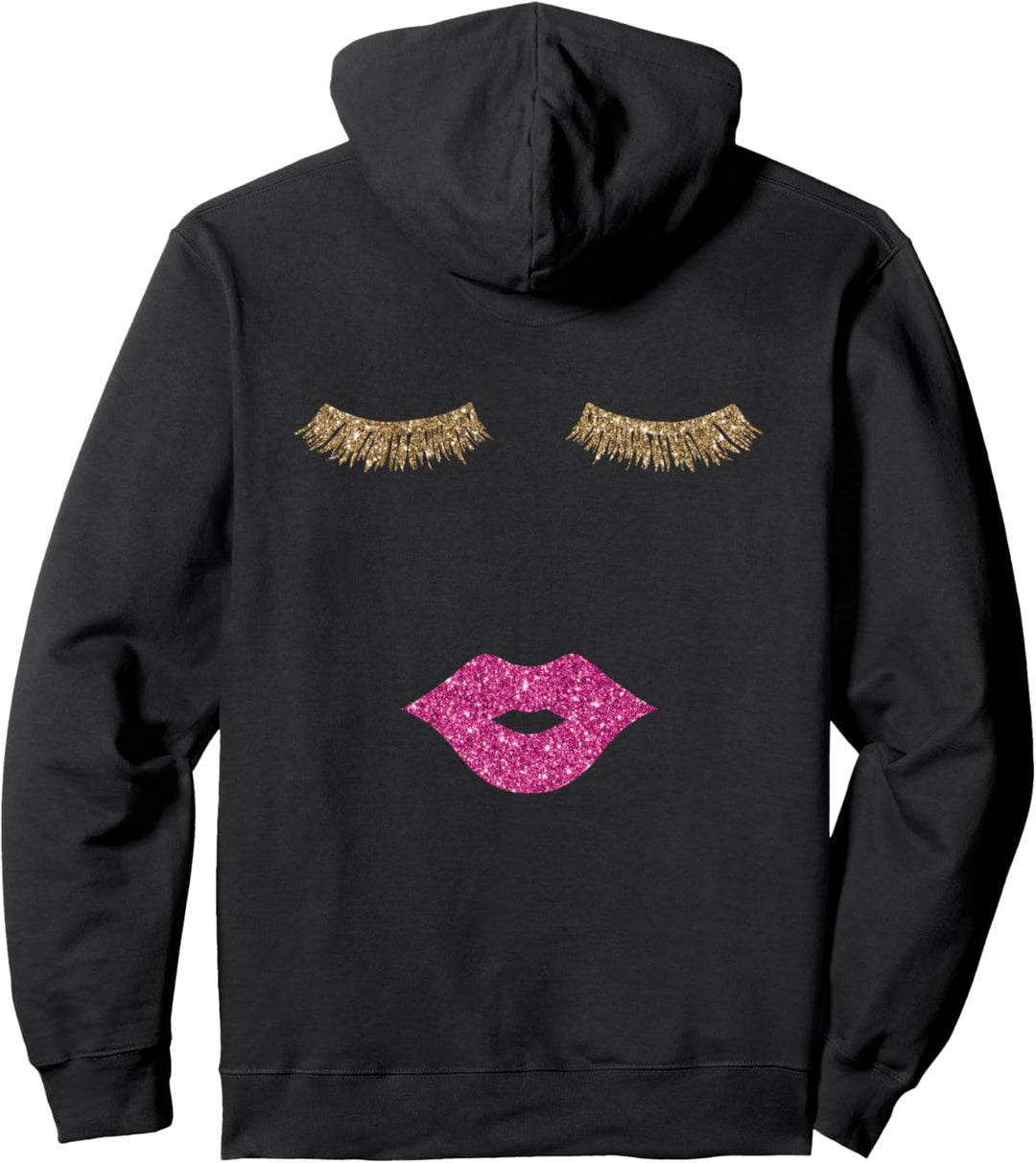 Süsses Sommer-T-Shirt, Wimpern-Lippen-Druck, Wimpern und Lippen Pullover Hoodie
