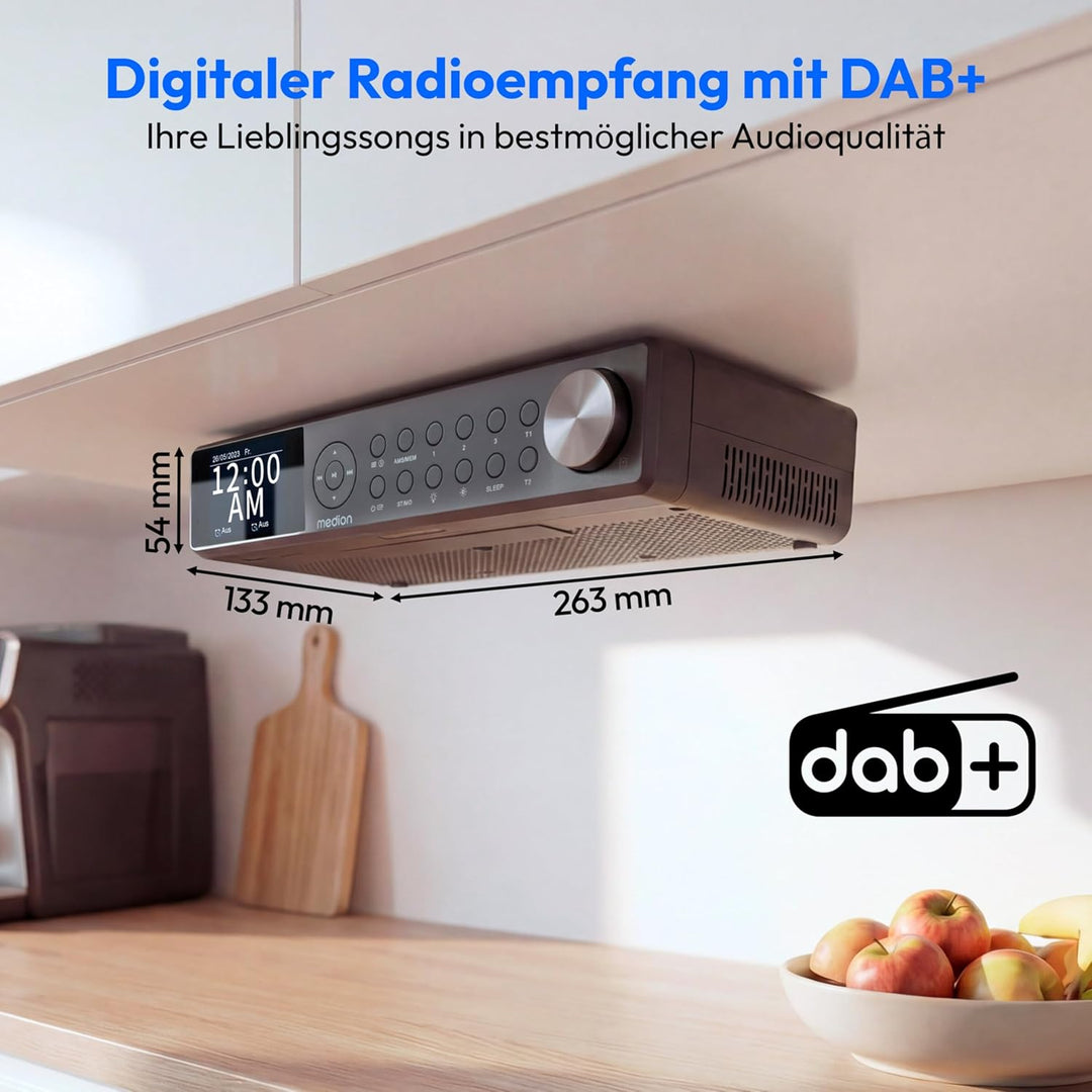 MEDION P66750 Küchen Unterbauradio (DAB+ Küchenradio, PLL UKW Radio, dimmbares TFT Farbdisplay, Koch