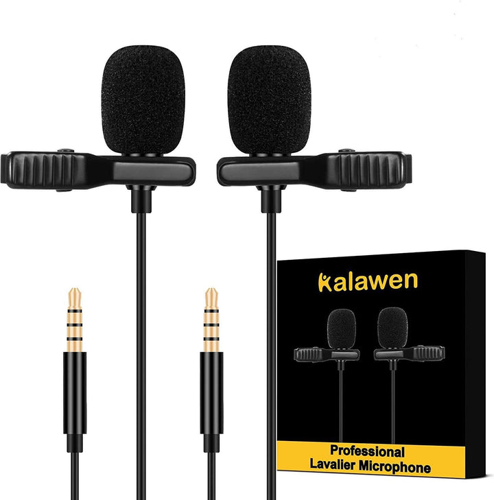 Kalawen Lavalier Mikrofon 2 Omnidirectional Kondensator Lapel Mic für 3,5mm Android Smartphone iPhon