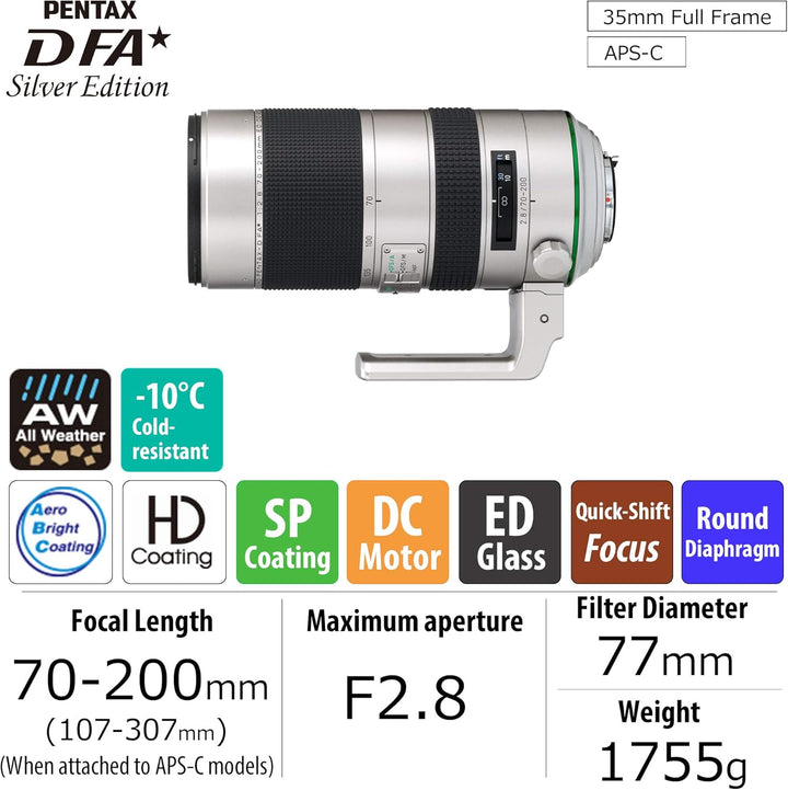 HD PENTAX-D FA*70-200mmF2.8ED DC AW Silver Edition: Porträtobjektiv in limitierter Stückzahl für DSL