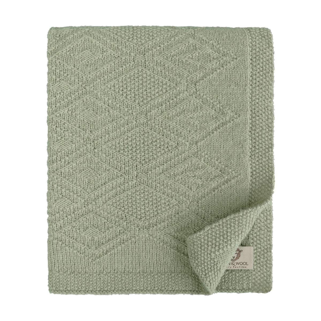 Linen & Cotton Babydecke Gestrickt Lilou Jungen Mädchen -100% Reine Neuseeland Wolle, Grau (85 x 100