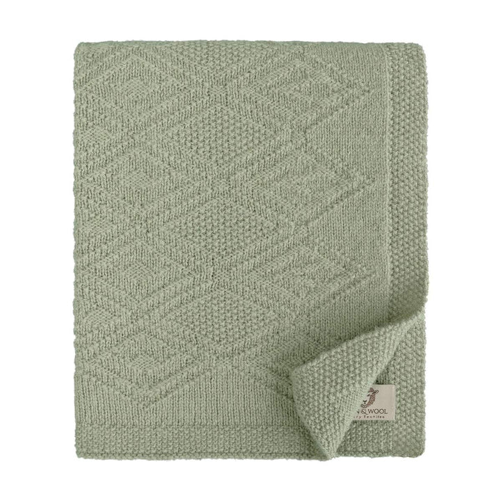 Linen & Cotton Babydecke Gestrickt Lilou Jungen Mädchen -100% Reine Neuseeland Wolle, Grau (85 x 100