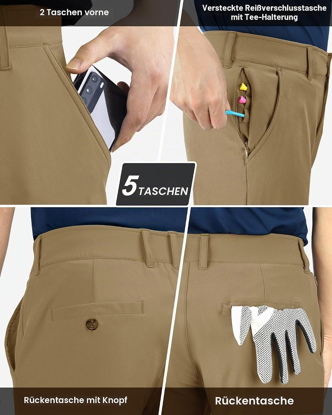 33,000ft Herren Golfhosen Atmungsaktive Stretch Hose für Männer Schnelltrockende Stretch Lange Golfh