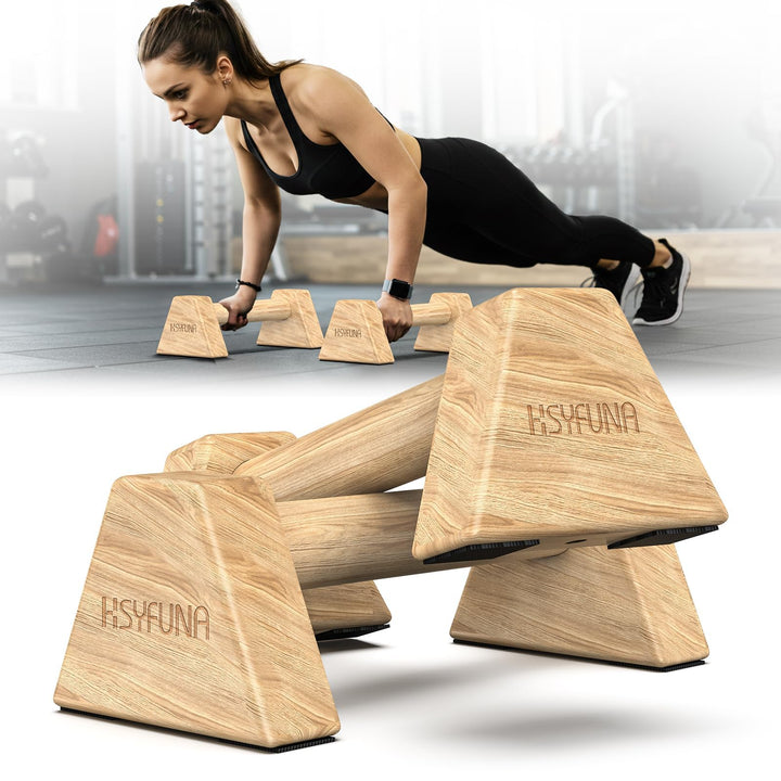 Liegestützgriffe Holz, Parallettes, rutschfeste Griffe Liegestütze, Push Up Stand Bars, Liegestützgr