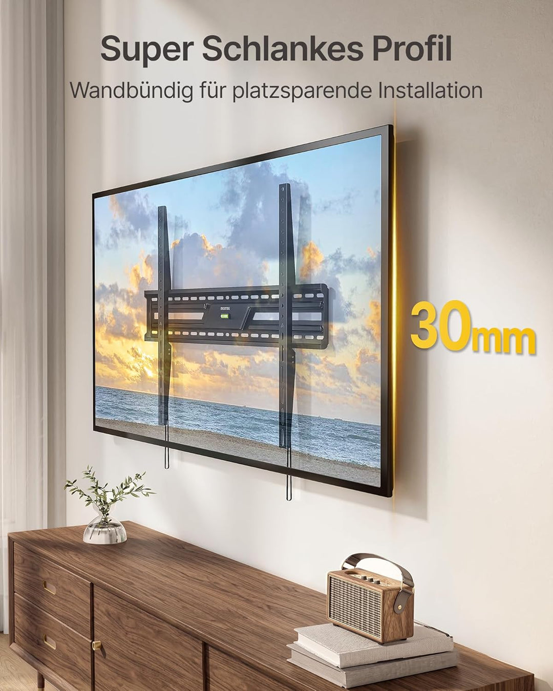 monTEK Ultradünn TV Wandhalterung für 50-100 Zoll LCD/LED/Plasma Fernseher Flach&amp;Curved, TV Halterun