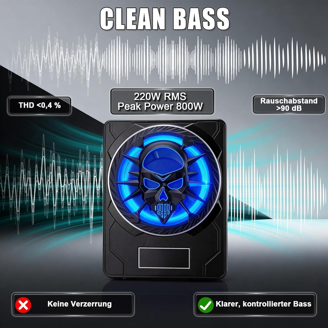Fahrzeug Aktiver Subwoofer 10 Zoll Ultra Dünn Unter Sitz 800W Peak 220W RMS Aktives Bassmodul Integr
