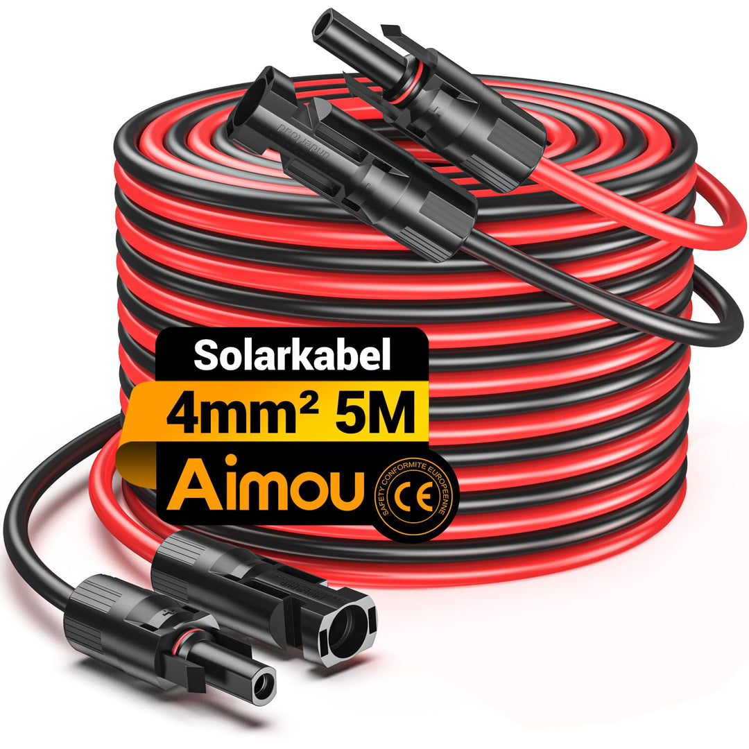 Solarkabel 4mm²/6mm², Solarkabel Verlängerung, Solarkabel Verlängerungskabel(Rot/Schwarz) (4mm² 5M),