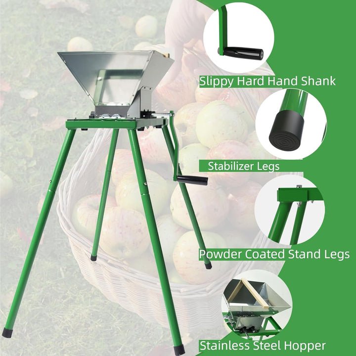 SQUEEZE master 7L Obstmühle Mit Ständer Obstmuser Obsthäcksler Beerenmühle mit Handkurbel mit Edelst
