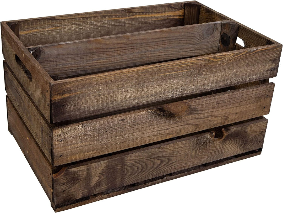 Kistenkolli Altes Land 3er Set schöne Obstkiste Elfirede mit Mittelbrett, ca 54x35x30 cm (LxBxH) Dun