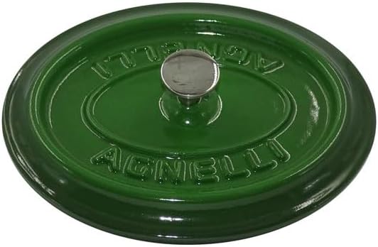 Pentole Agnelli Slowcook Ovaler Schmortopf aus Gusseisen mit 2 Griffen, grün, 12 cm 12 x 9 Cm Grün,