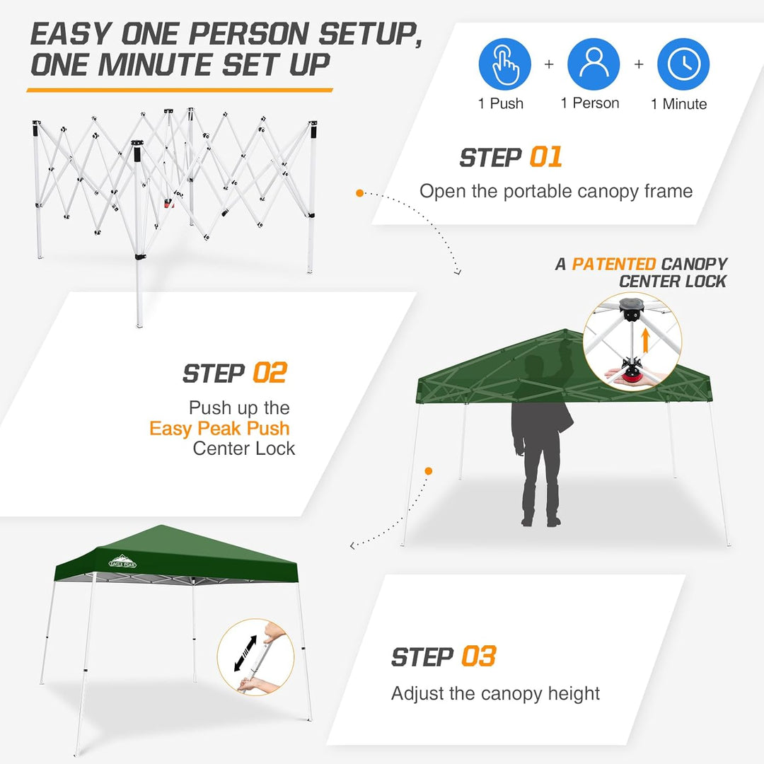 EAGLE PEAK 3x3m Schrägbein, Pop-Up-Überdachung, einfache Einrichtung für eine Person, sofortige Outd