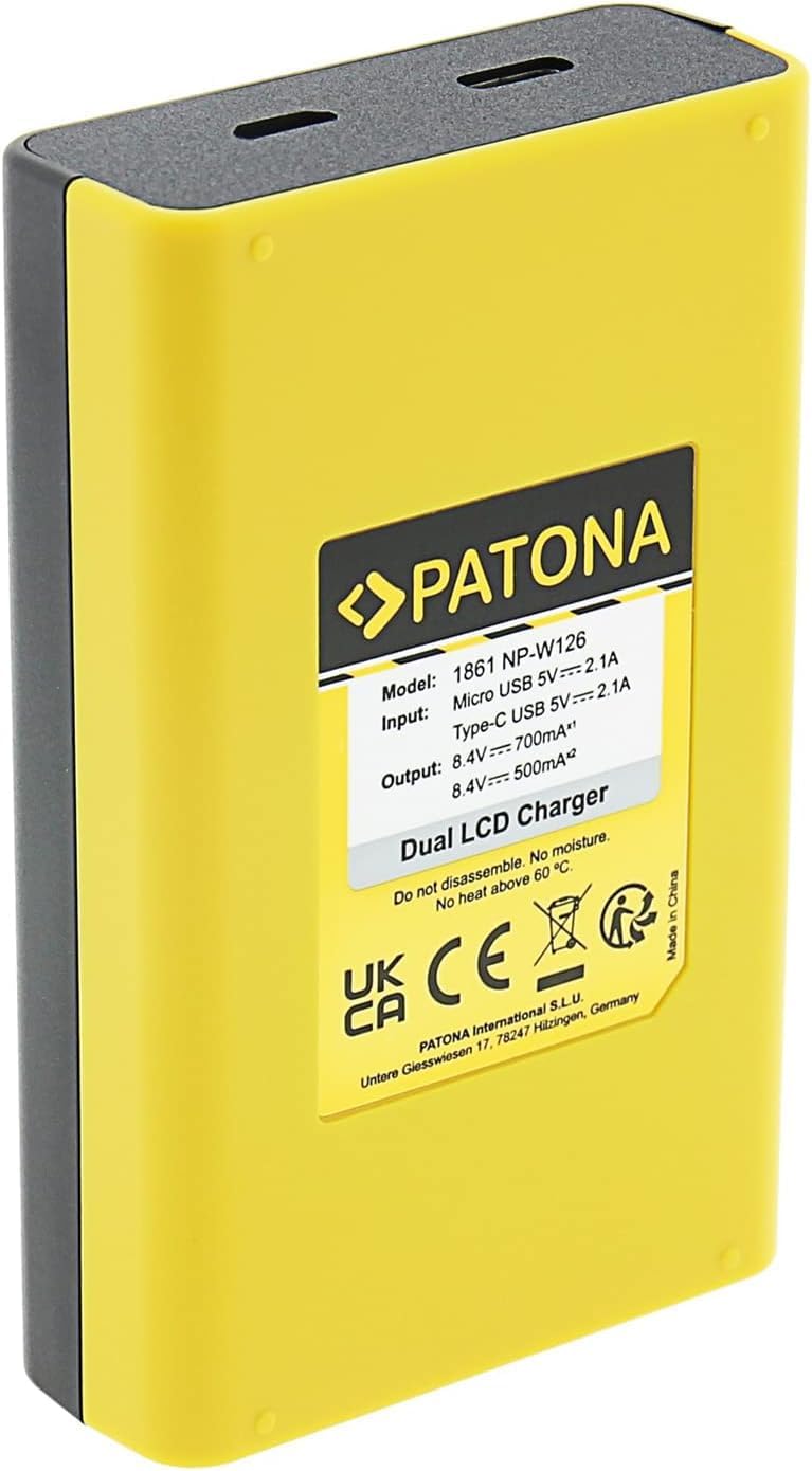 PATONA Platinum NP-W126s NP-W126 Akku-Pack für Fuji mit Mini LCD DUAL Ladegerät (USB) 2x NP-W126 Pla