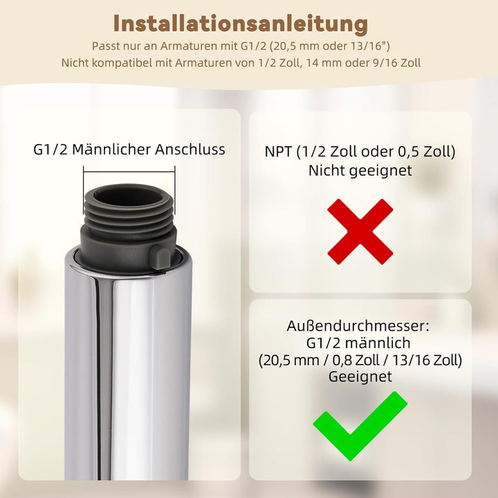 Hibbent Brausekopf Küchenarmatur, Geschirrbrause Ersatzkopf 2 Strahlarten (Strahl und Brause), Badez