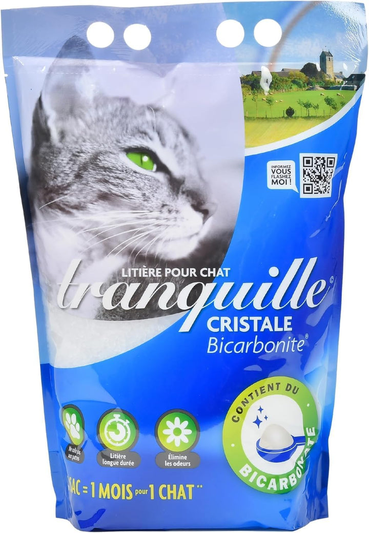 Tranquille - Katzenstreu, Kristall, Silikagel und Bicarbonit, 4 l, 4 Stück