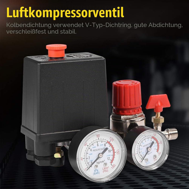 Luftkompressor, Druckschalter, Druckschalter, Luftkompressor mit Reglern Manometer (Manometer aus Ku