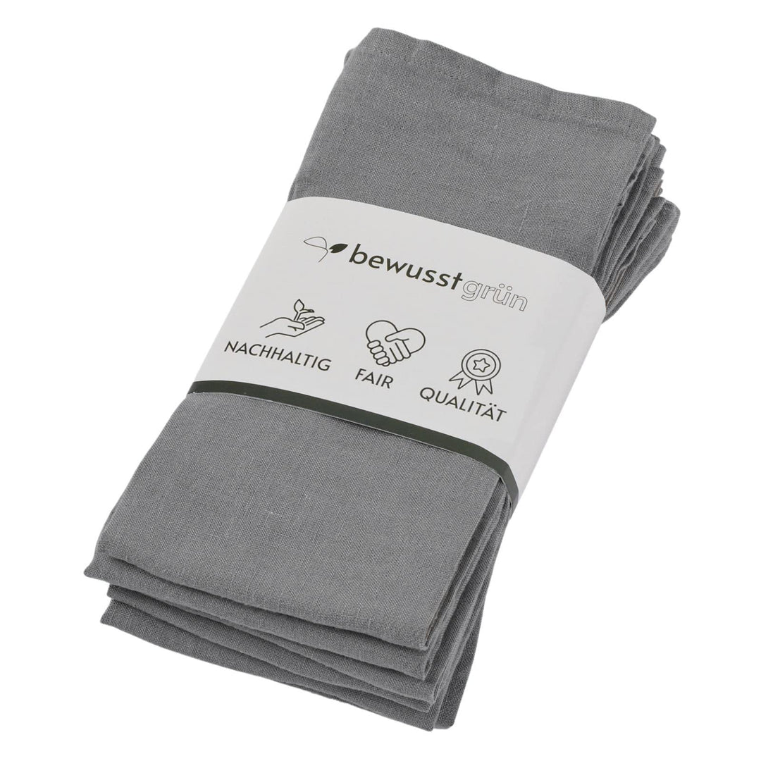BewusstGrün® 6 Premium Stoffservietten Leinen + Faltanleitungen I 100% Leinen I 45x45 cm Grau Grau 6