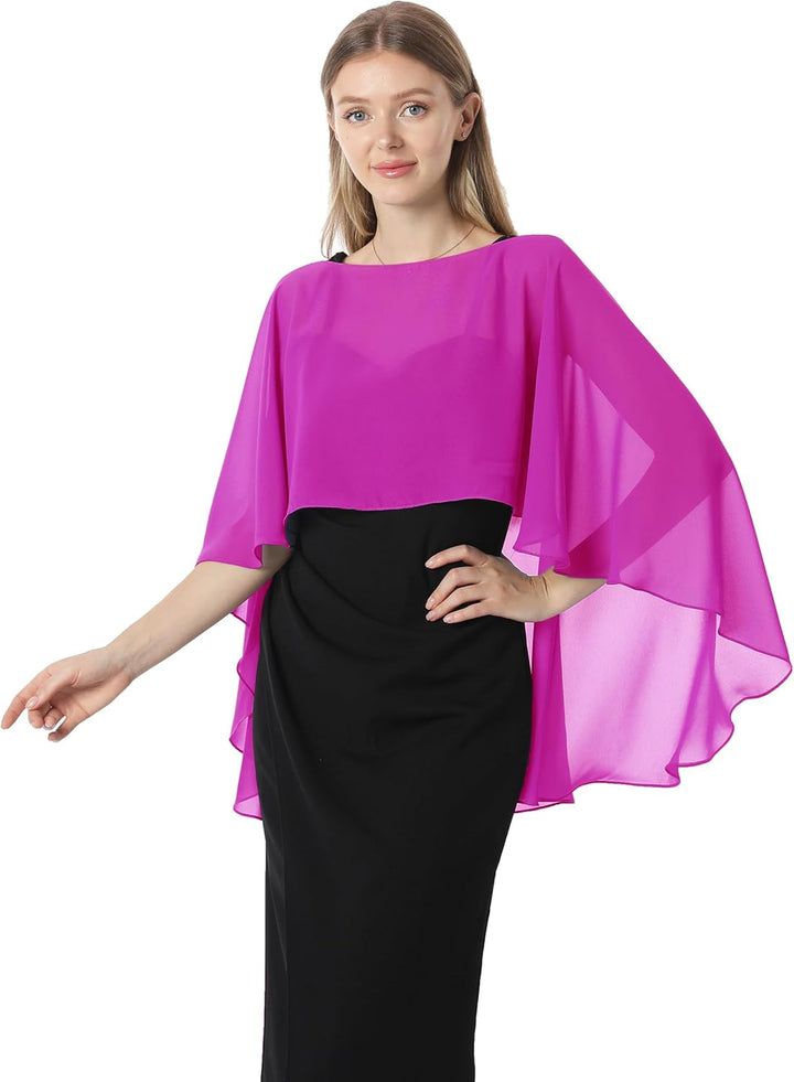 Damen Chiffon-umhang001 Pashmina-Schal Einheitsgrösse Rose, Einheitsgrösse Rose