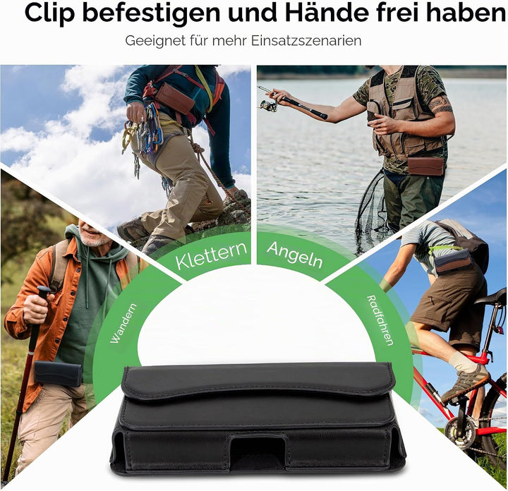 INGIDO Handy Gürteltasche Premium Leder Tasche mit Gürtelclip Handytasche für iPhone 15 Pro Max 14 P