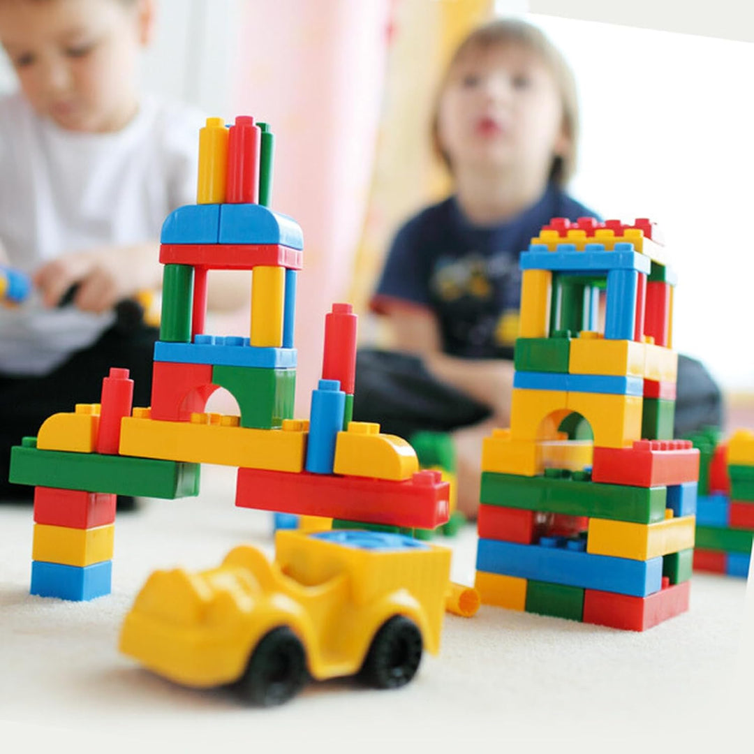 Wader 41340 - Mini Blocks Bausteine im grossen Eimer, 134 Bausteinen und Spieldeckel, für Kinder ab