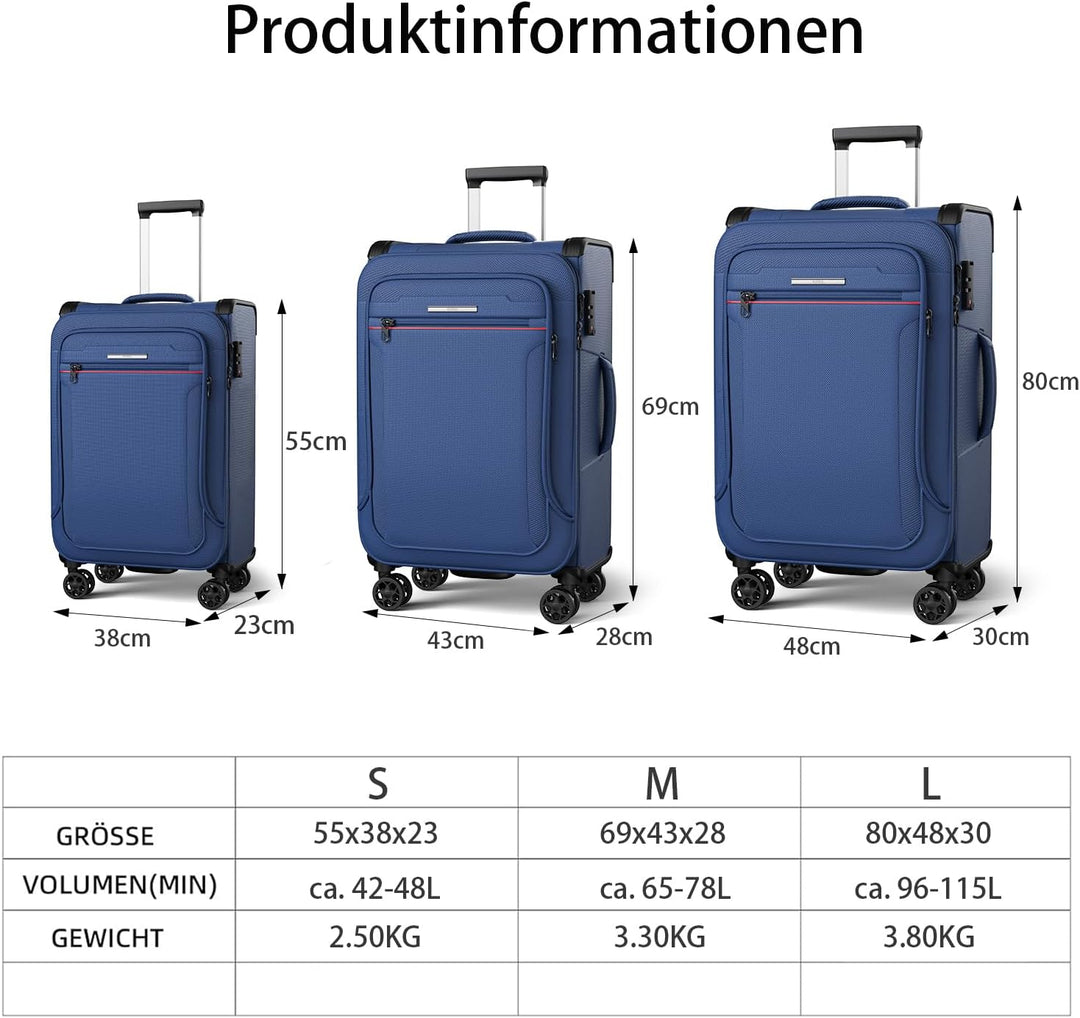 ABISTAB Verage Toledo III Koffer-Set 2er Set S+L Dunkeblue | leichte &amp; stabile Reise-Trolleys mit 4