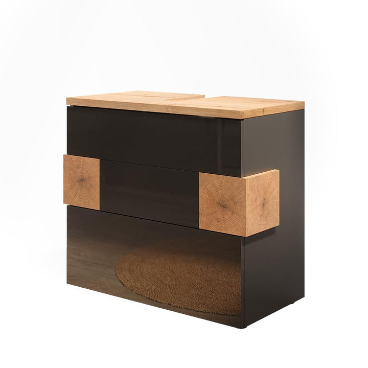 Vicco Waschbeckenunterschrank Eden, Anthrazit, 70 x 64.5 cm mit 2 Schubladen, zur Wandmontage mit Va