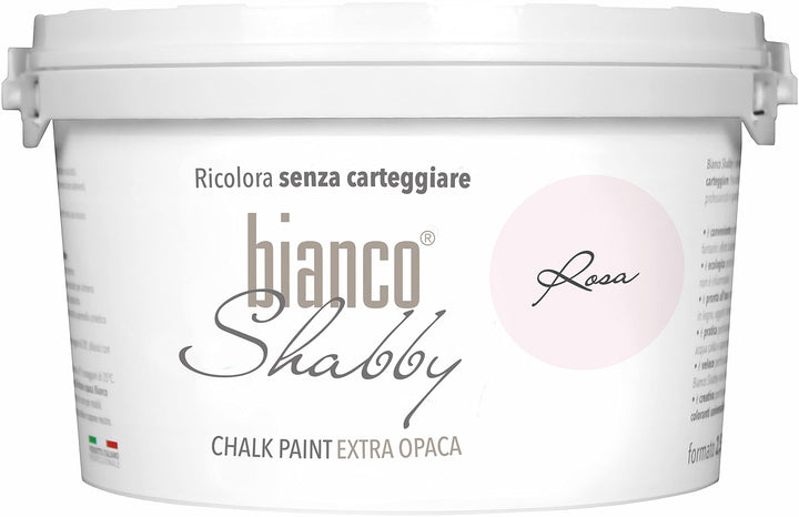 bianco Shabby® Rosa Kreidefarbe Wasserbasis für Alle Oberflächen einfach zu verarbeiten ohne schlech