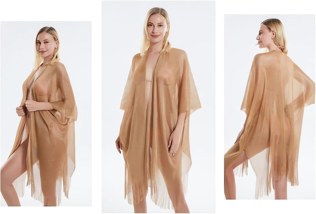 Strick Schal Wrap für Frauen, Rand Gestrickte Poncho Strickjacke für Party, Damen Winter Quasten Sch