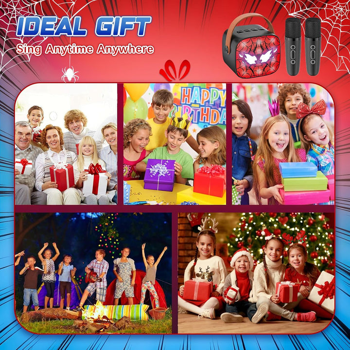 Spider Karaoke Maschine Kinder mit 2 Bluetooth Mikrofon - Weihnachts Geschenke Spielzeug für Mädchen