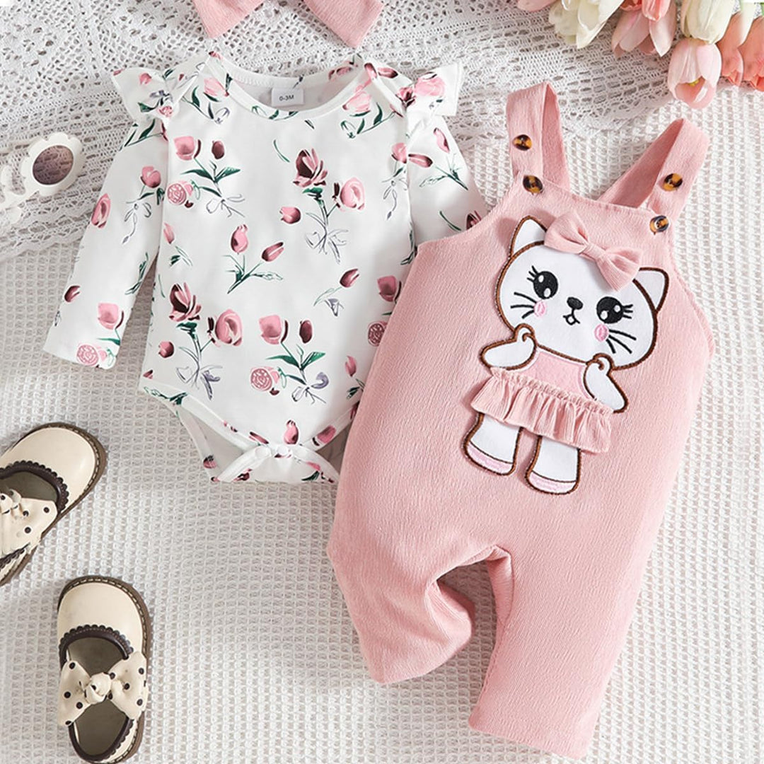 Baby Mädchen Kleidung Outfits Herbst Winter Niedlich Liebe Druck Strampler Cartoon Bär Overalls Hose