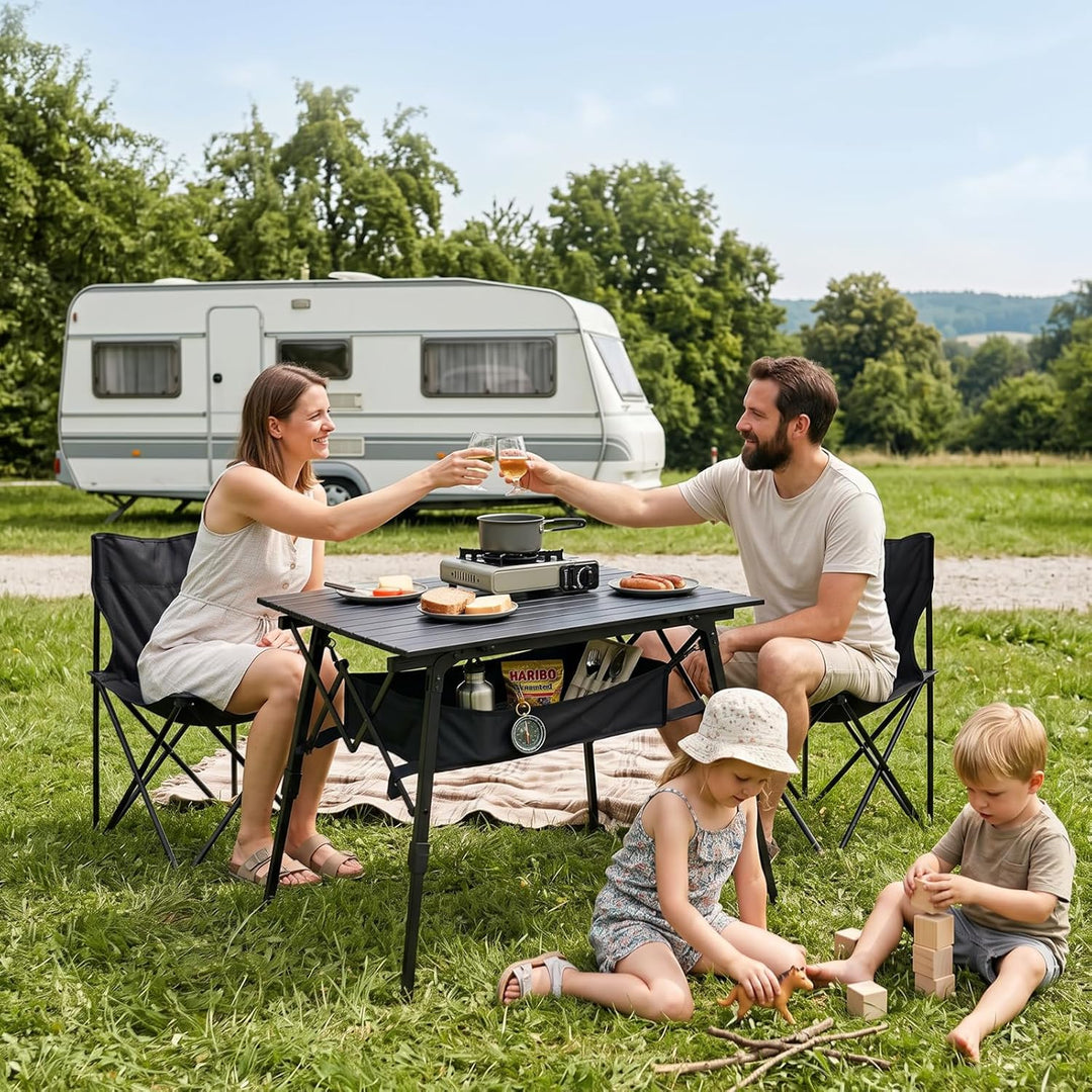 Sekey Campingtisch Faltbar Klapptisch mit Aluminiumrahmen Aufrollbare Tischplatte (72x69cm) Falttisc